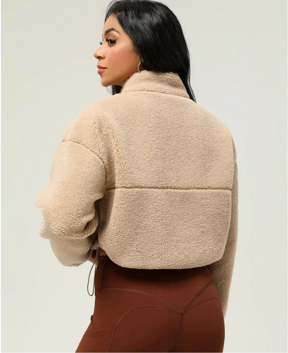 Tjock fleecetoppjacka i plysch