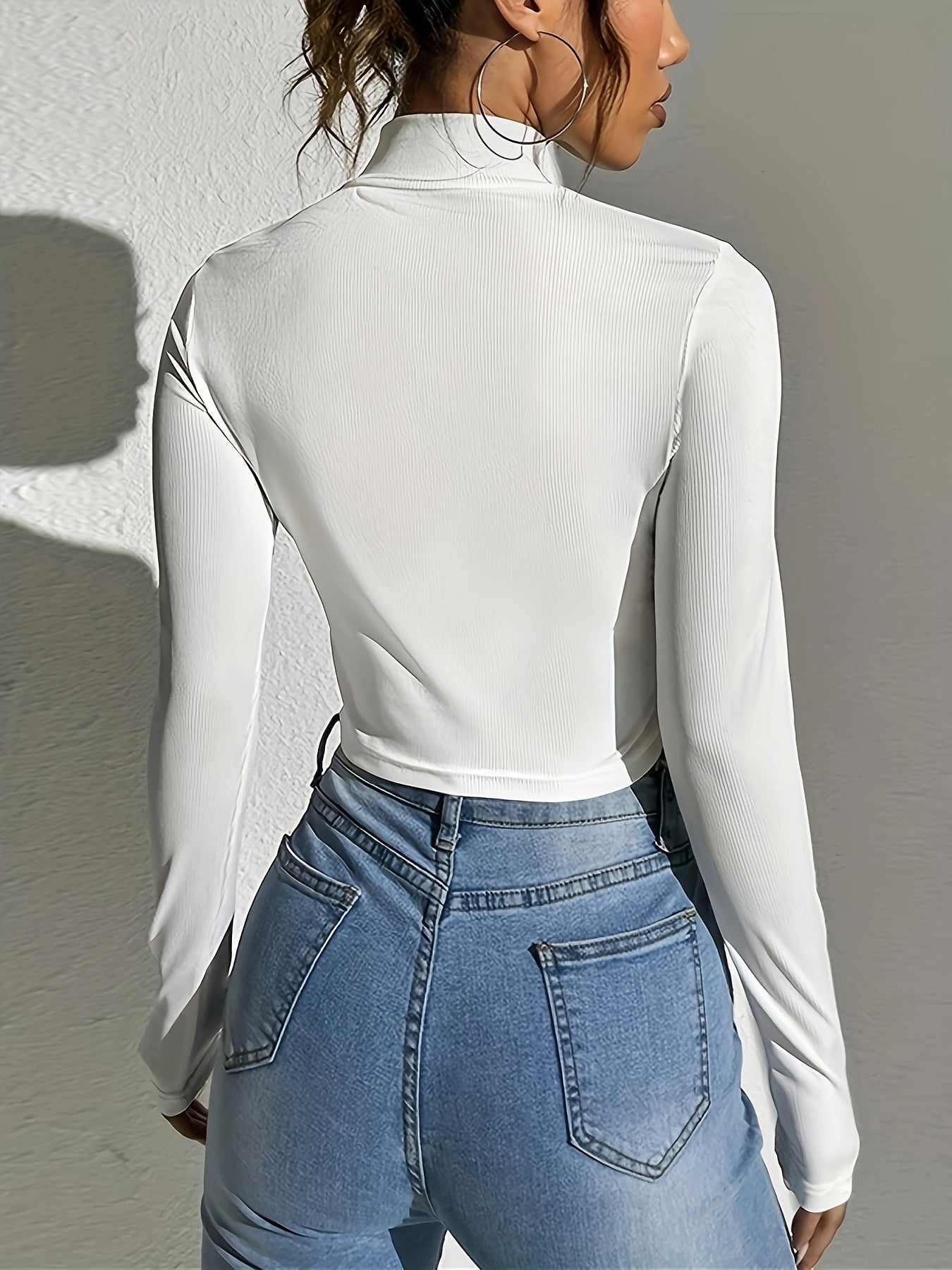 Långärmad T-shirt med dragkedja framtill