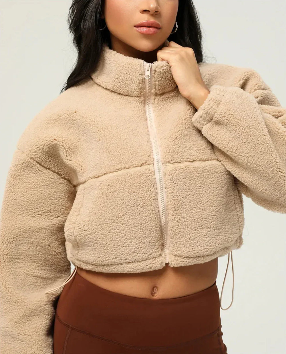 Tjock fleecetoppjacka i plysch