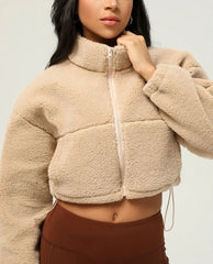 Tjock fleecetoppjacka i plysch