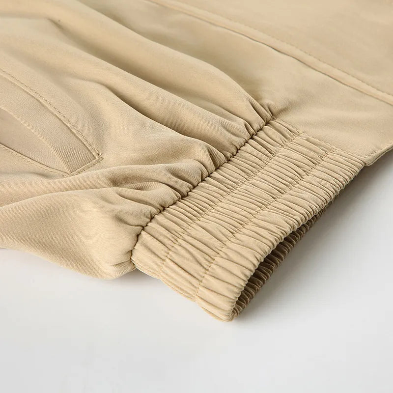 Kaki kort jacka med polokrage