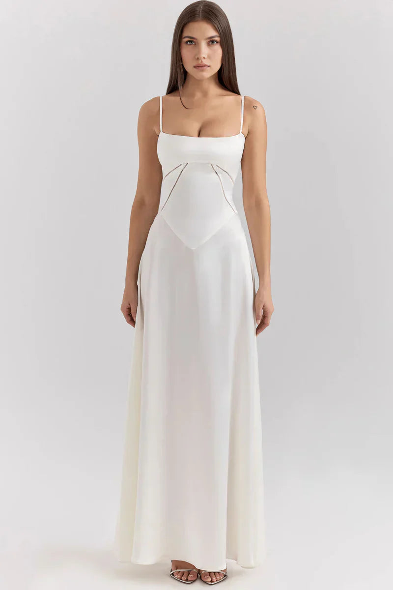 Spaghetti strap satin maxi dress