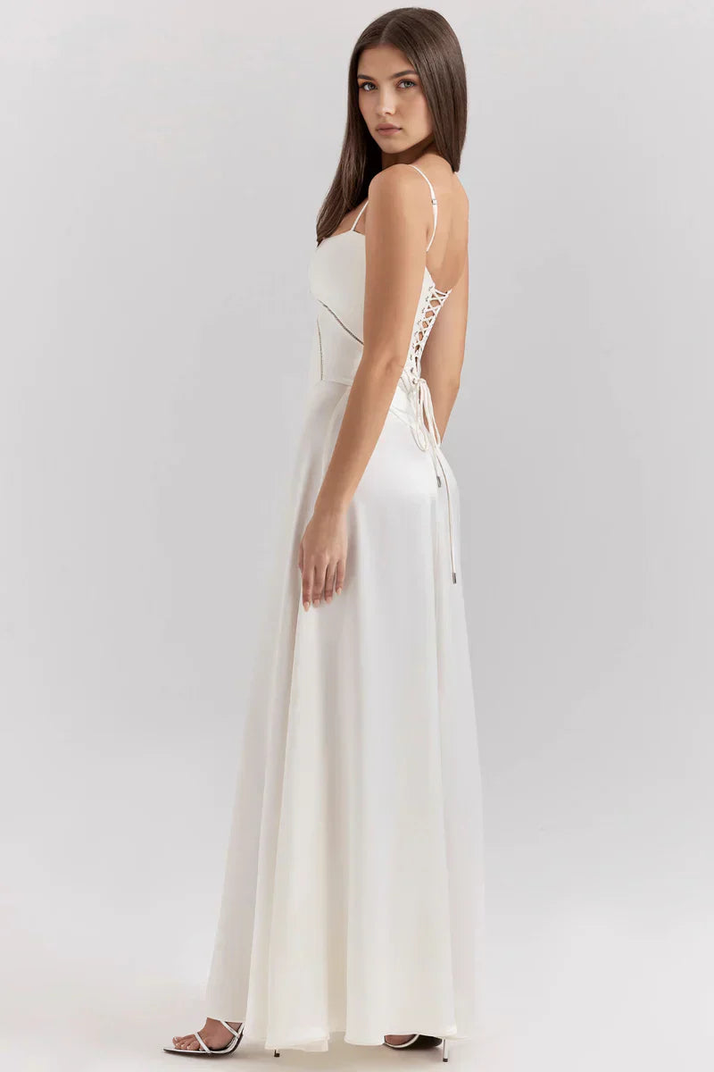 Spaghetti strap satin maxi dress