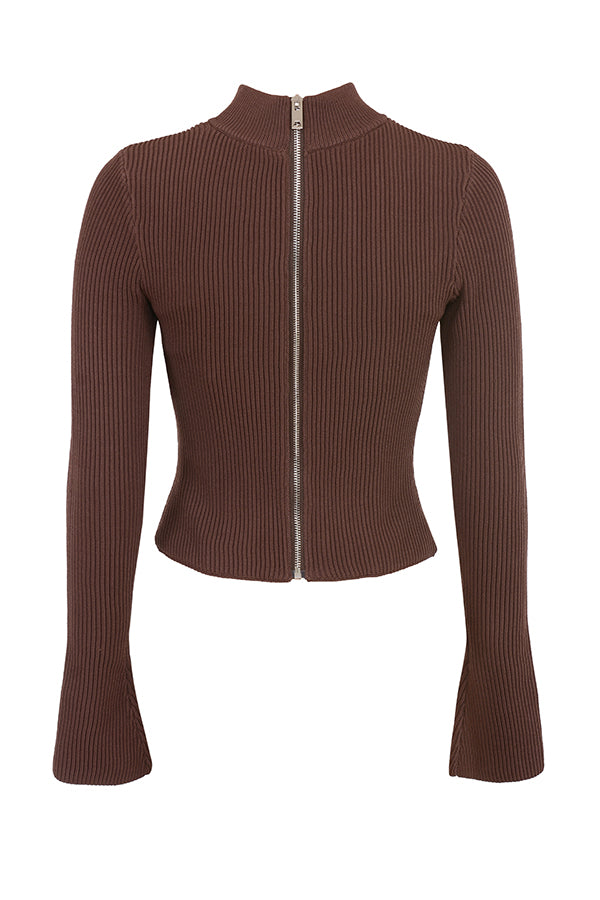 Brun stickad korsett med dragkedja i ryggen