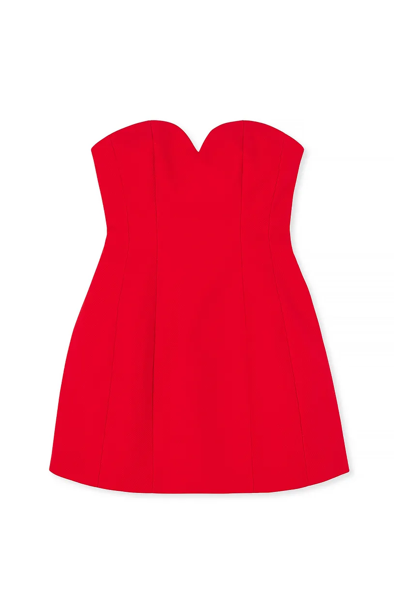 Red strapless sweetheart mini dress