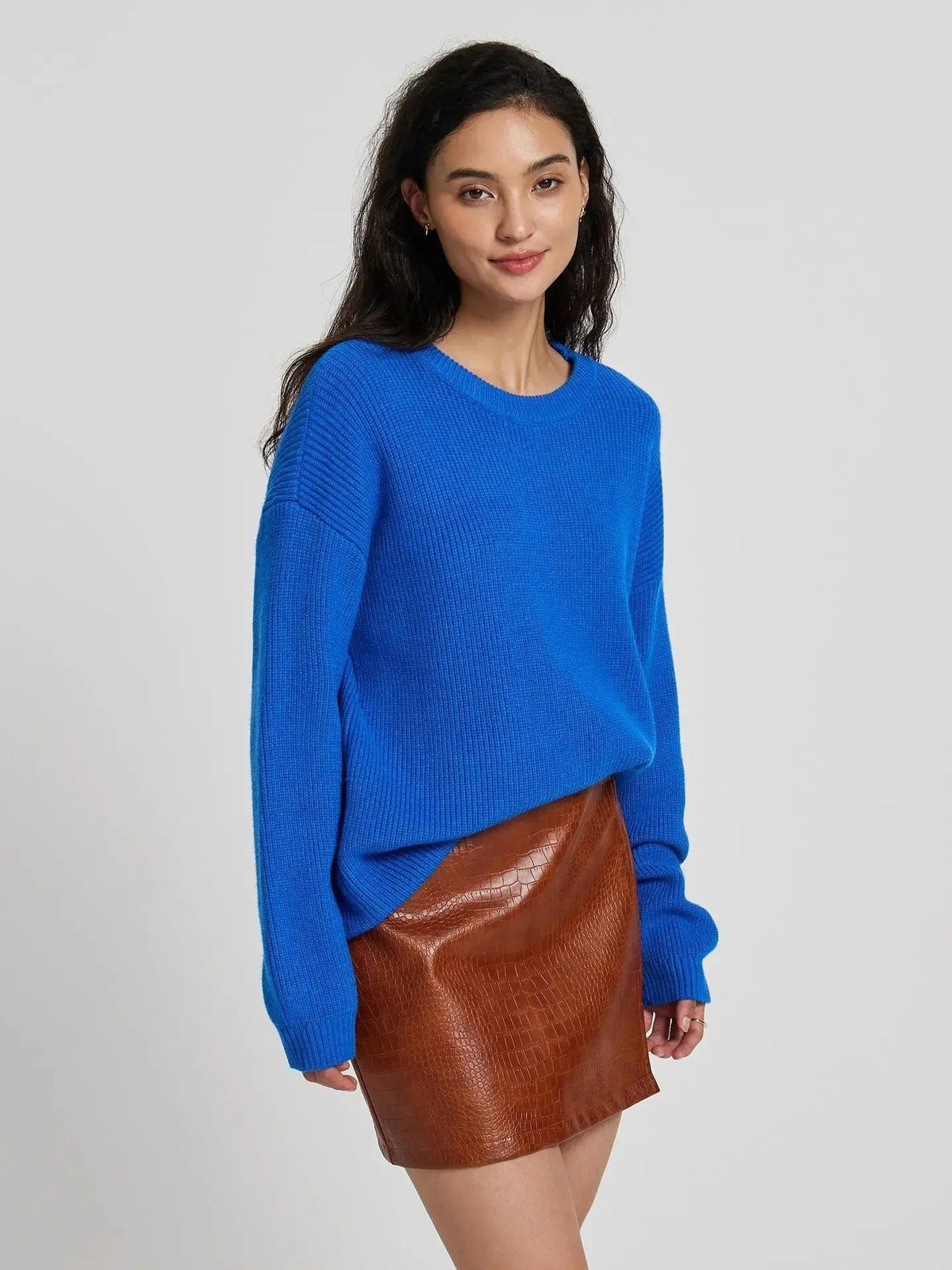 Oversized ribbed sweater with dropped shoulders