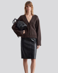 V-neck cardigan with buttons and patch pockets