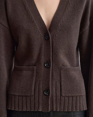 V-neck cardigan with buttons and patch pockets