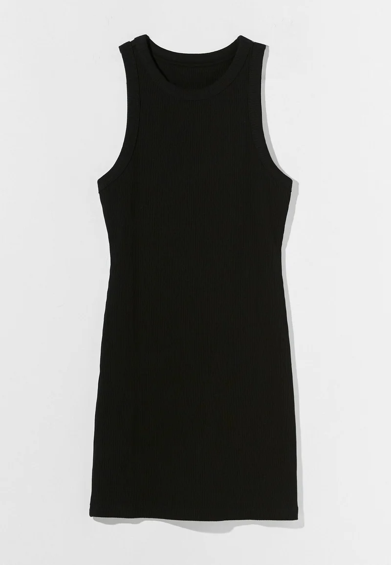 Black ribbed bodycon mini dress