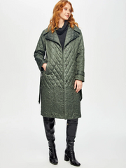 Quilted long coat with floral details