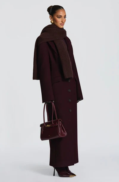 Maxi tailored coat with fitted waist