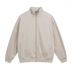 Jacket with high collar, zipper and side pockets