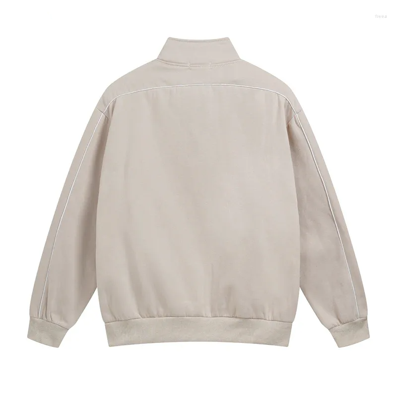 Jacket with high collar, zipper and side pockets