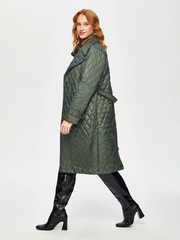 Quilted long coat with floral details