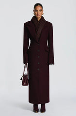 Maxi tailored coat with fitted waist
