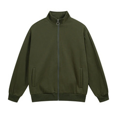 Jacket with high collar, zipper and side pockets