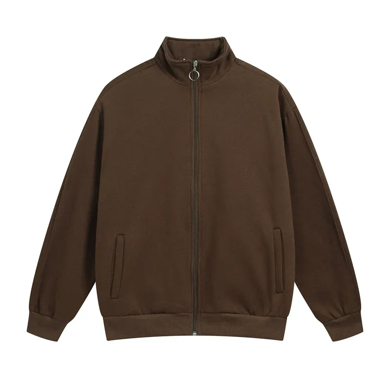 Jacket with high collar, zipper and side pockets