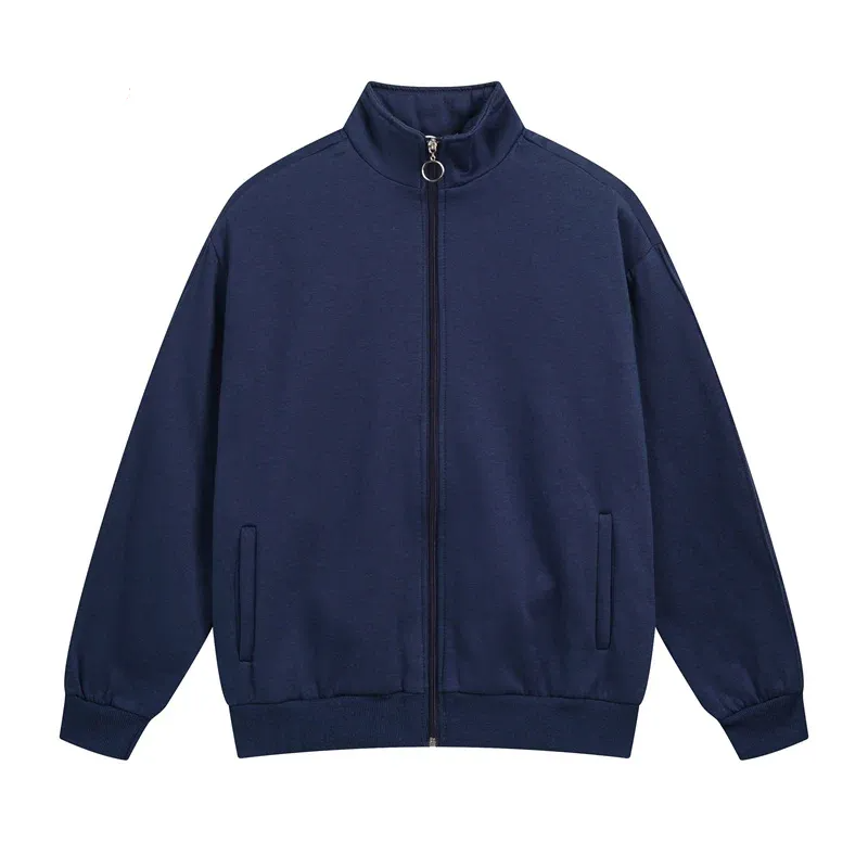 Jacket with high collar, zipper and side pockets