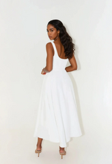 White midi dress with wide straps