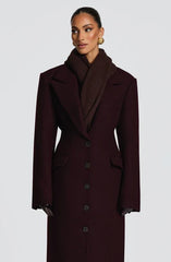 Maxi tailored coat with fitted waist