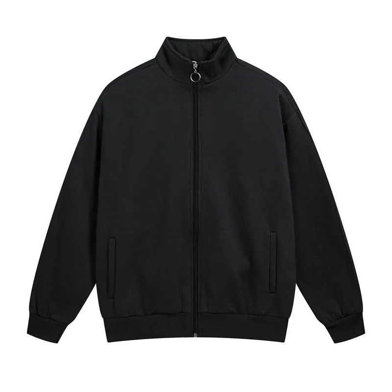 Jacket with high collar, zipper and side pockets