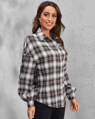 Checked oversized shirt jacket