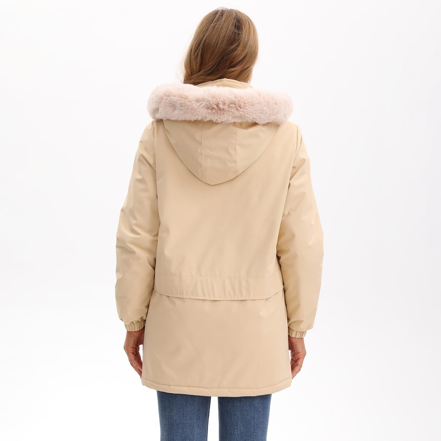 Parkas with hood and soft hood edge - practical pockets