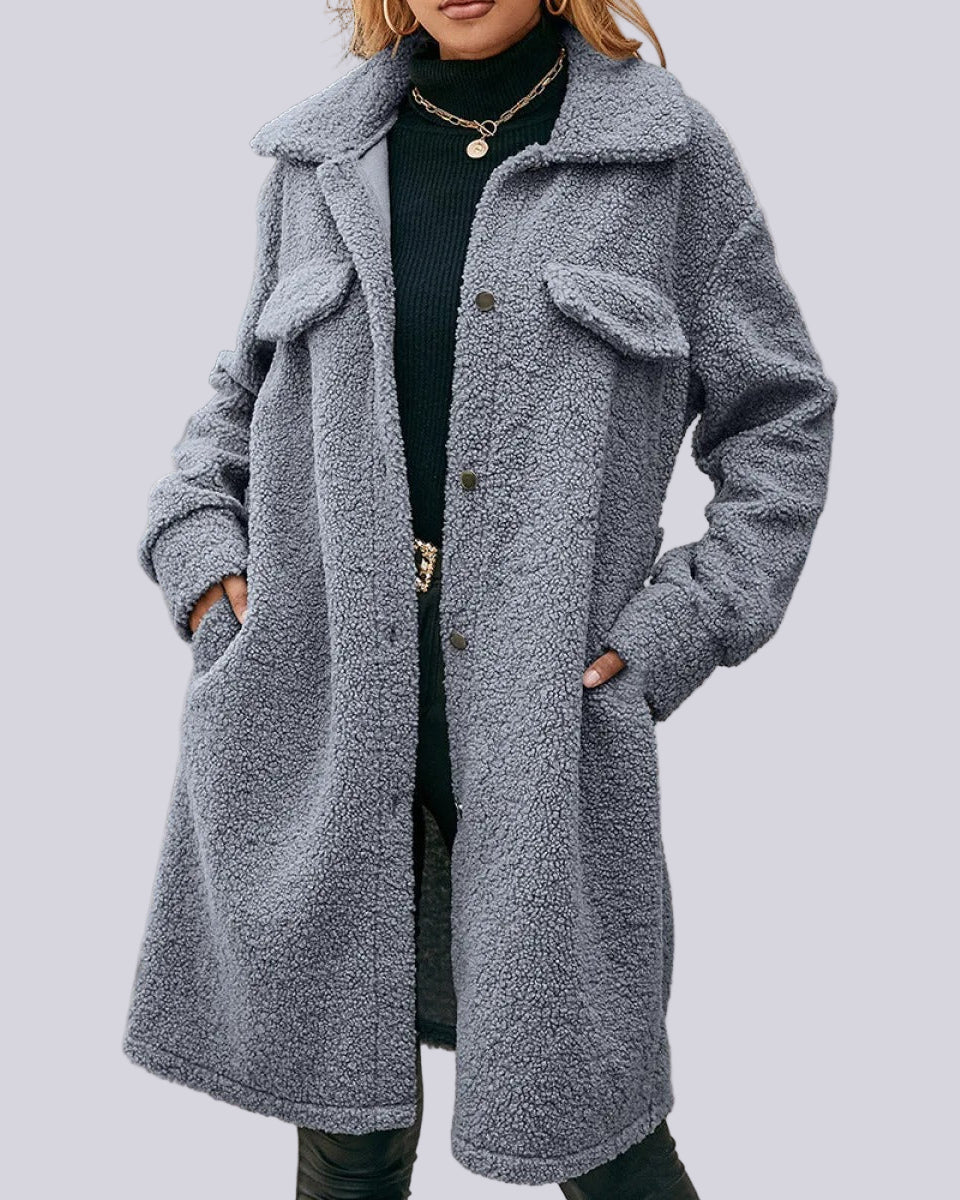 Oversize long coat with chest pockets