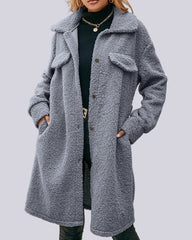 Oversize long coat with chest pockets