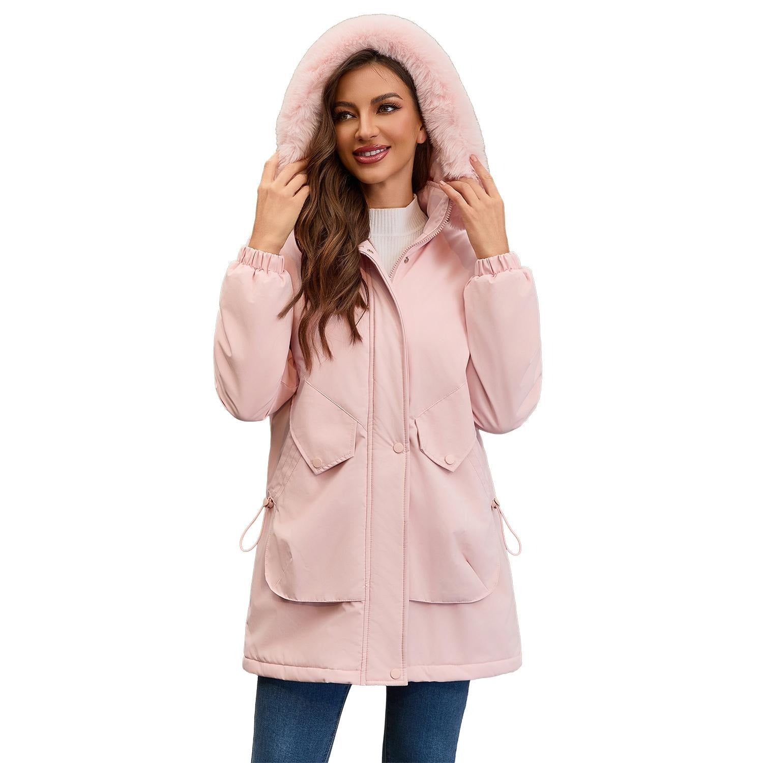 Parkas with hood and soft hood edge - practical pockets