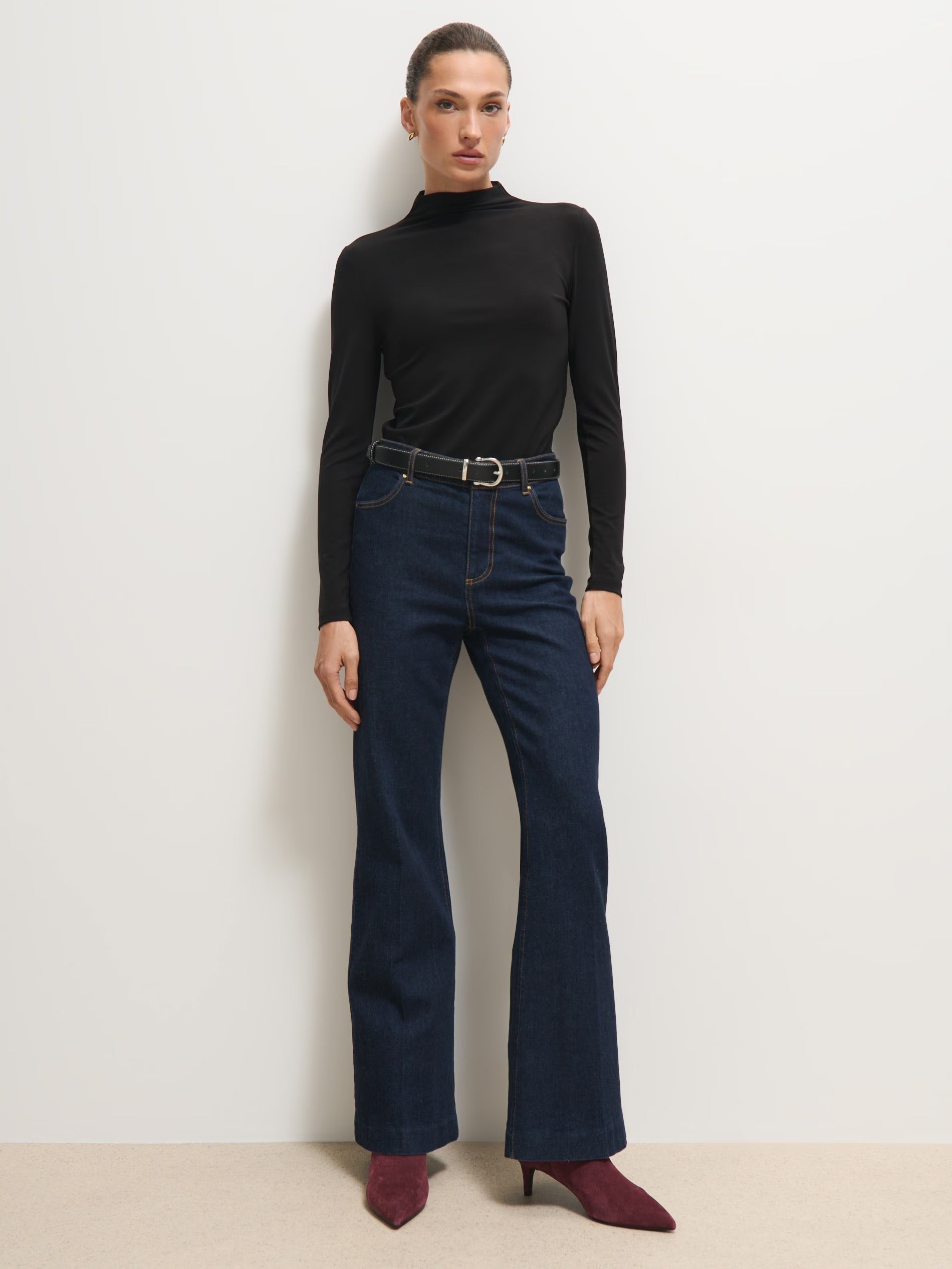 Black high-neck top with stretch