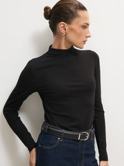 Black high-neck top with stretch