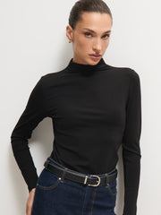 Black high-neck top with stretch