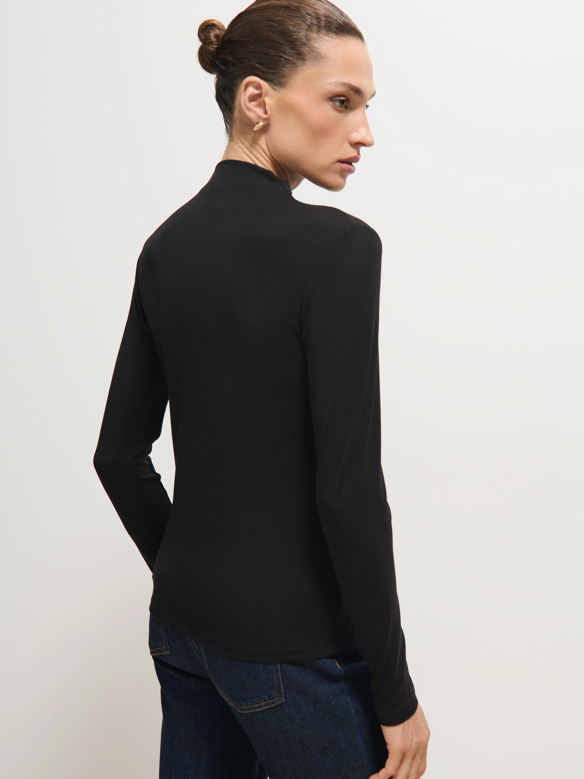 Black high-neck top with stretch