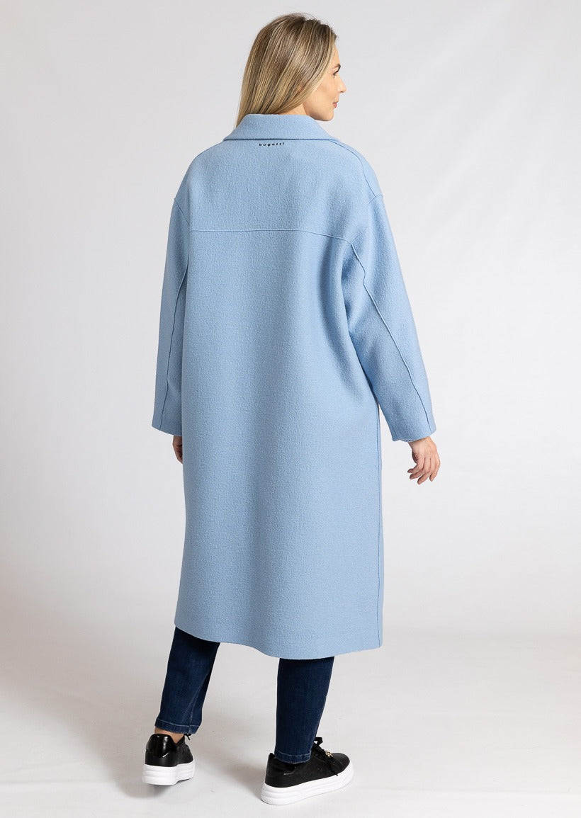 Light blue long coat with outside pockets