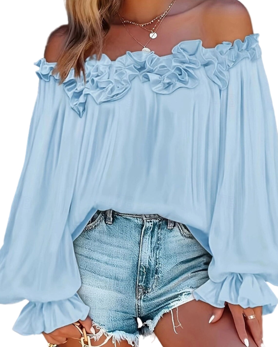 Off-shoulder blouse with ruffle