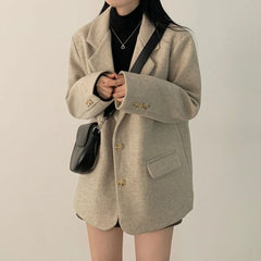 Oversized long blazer with pocket flaps