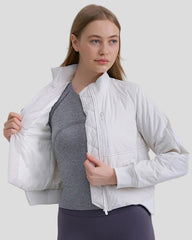 Short sporty padded jacket with high collar