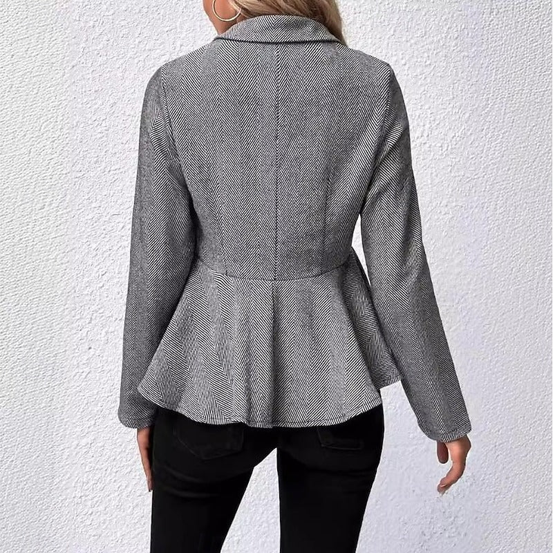 Herringbone peplum jacket