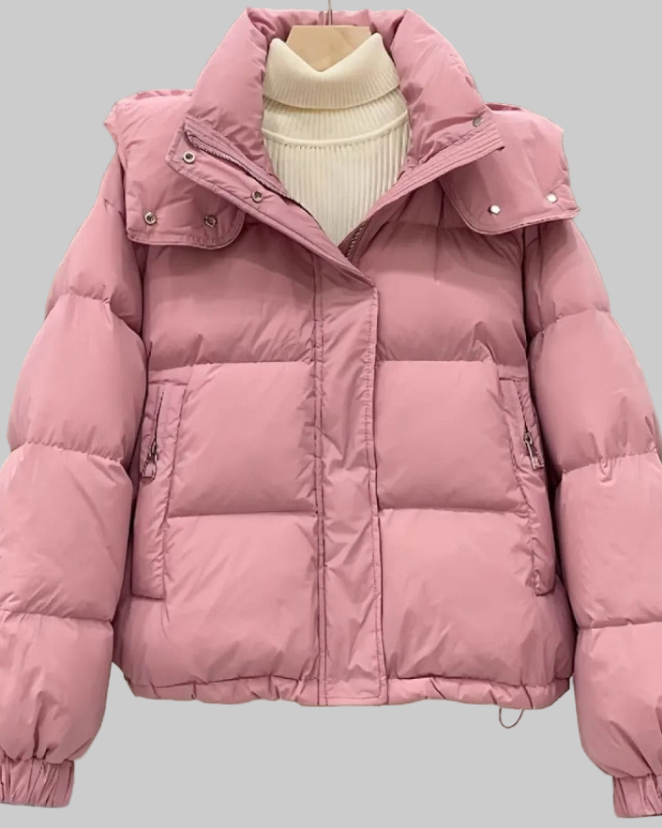 High-collar short puffer jacket