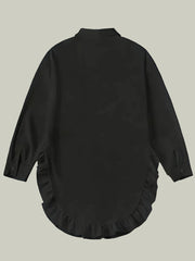 Shirt dress with ruffle trim and button closure