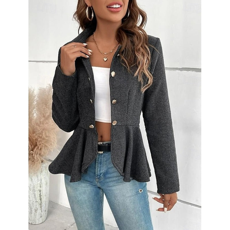 Herringbone peplum jacket