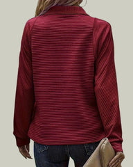 Ribbed half-zip sweatshirt with stand-up collar