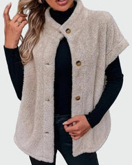 Cozy vest with buttons, high collar and pockets