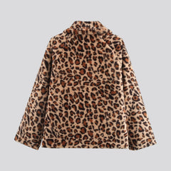 Cream double-sided quilted jacket with leopard details