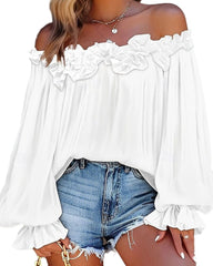 Off-shoulder blouse with ruffle