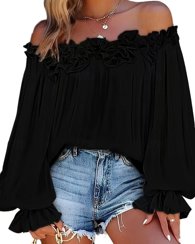 Off-shoulder blouse with ruffle