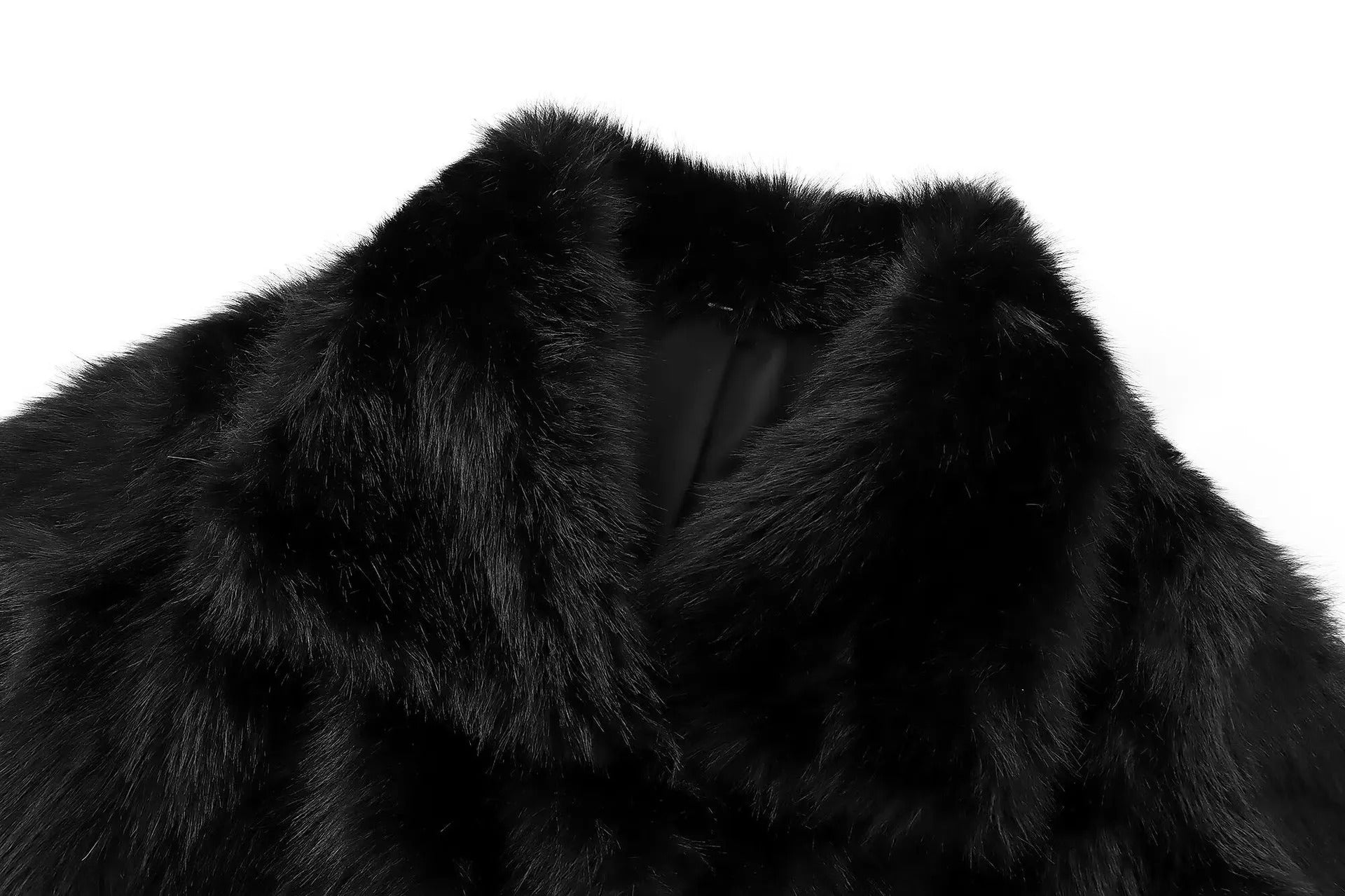 Plush short jacket with oversized collar