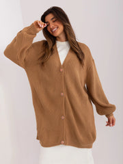 Brown oversized cardigan with buttons at the front