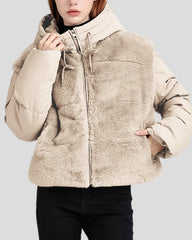 Puffer jacket with textured front, boxy short fit